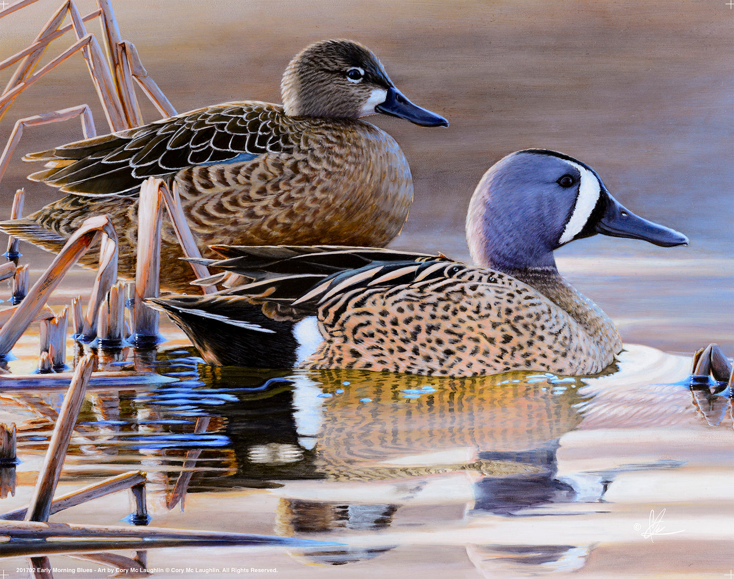 Painting of ducks in the river