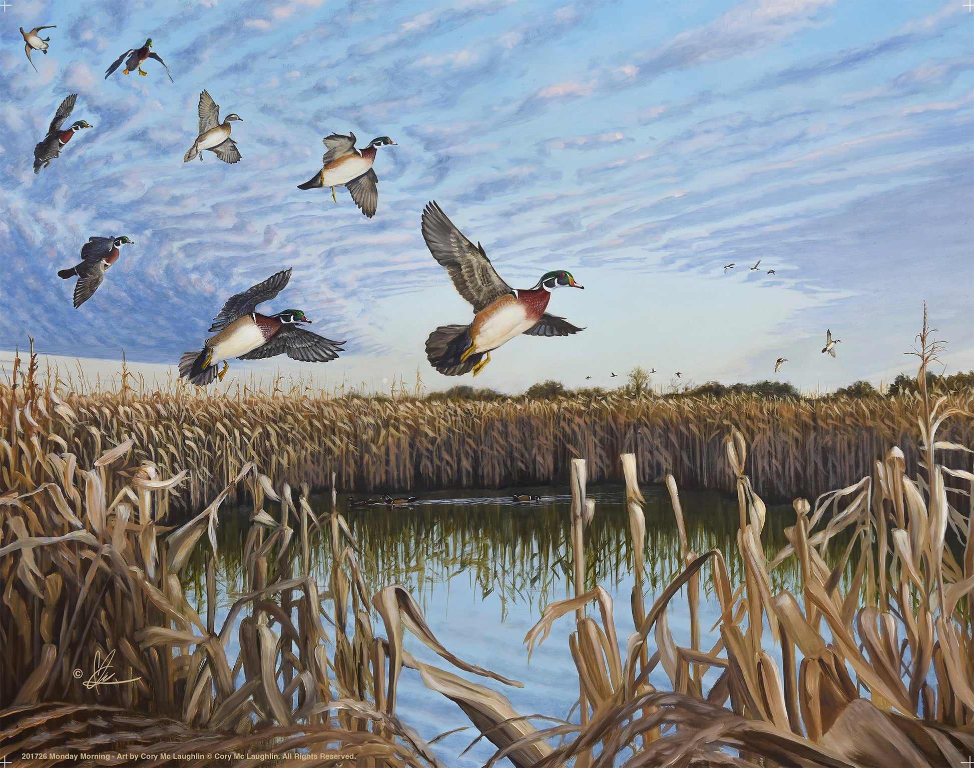 Painting with flying birds