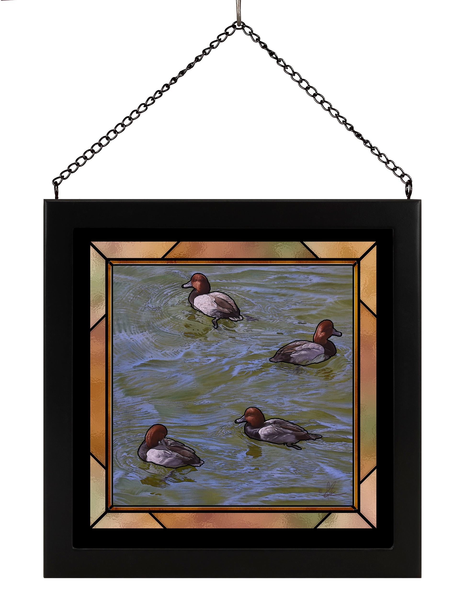 Framed image of little swimming ducks