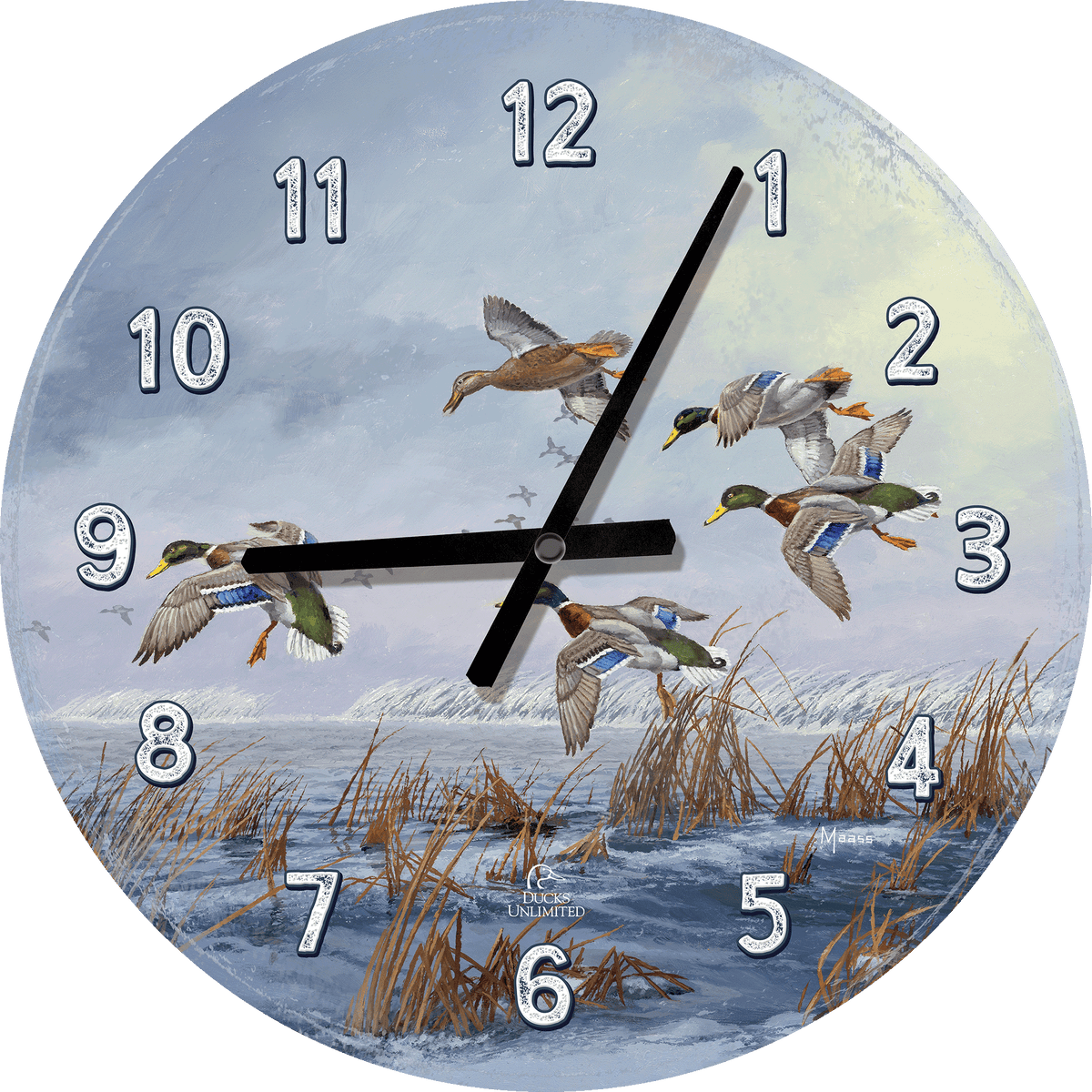 After a Passing Squall 21" Round Clock - Official Ducks Unlimited Art