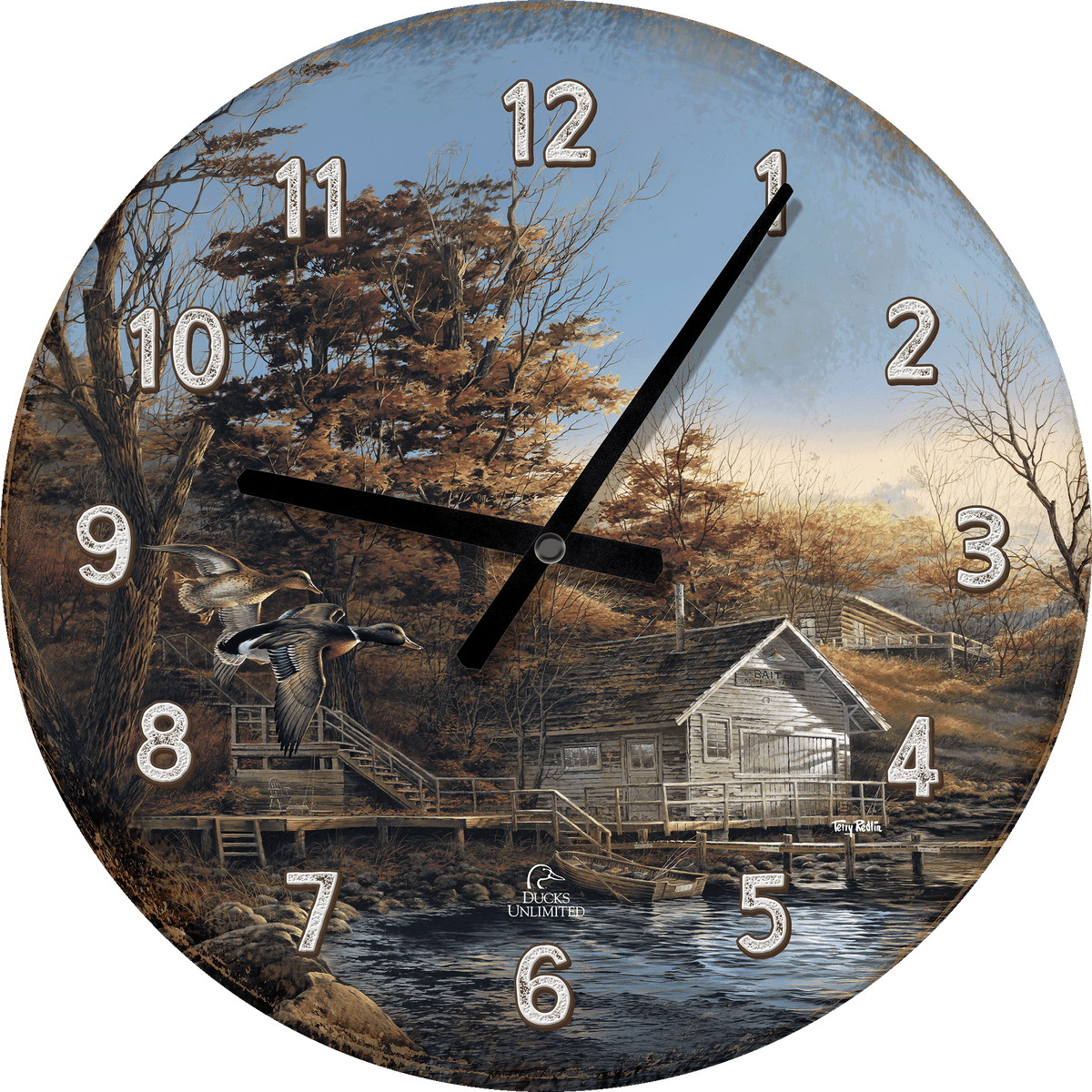 Autumn Shoreline 21" Round Clock - Official Ducks Unlimited Art