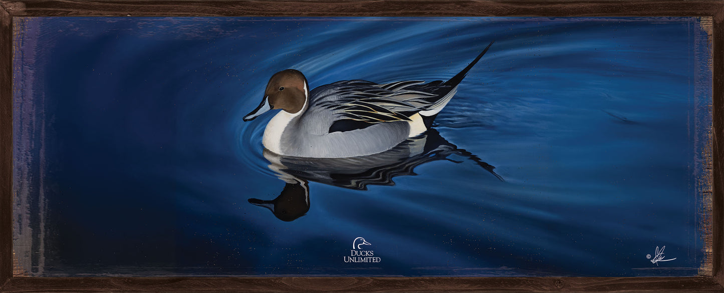 Calm Blue Water 12" x 30" Wood Sign - Official Ducks Unlimited Art