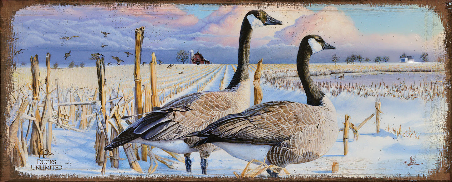 Canada Geese 12" x 30" Wood Sign - Official Ducks Unlimited Art