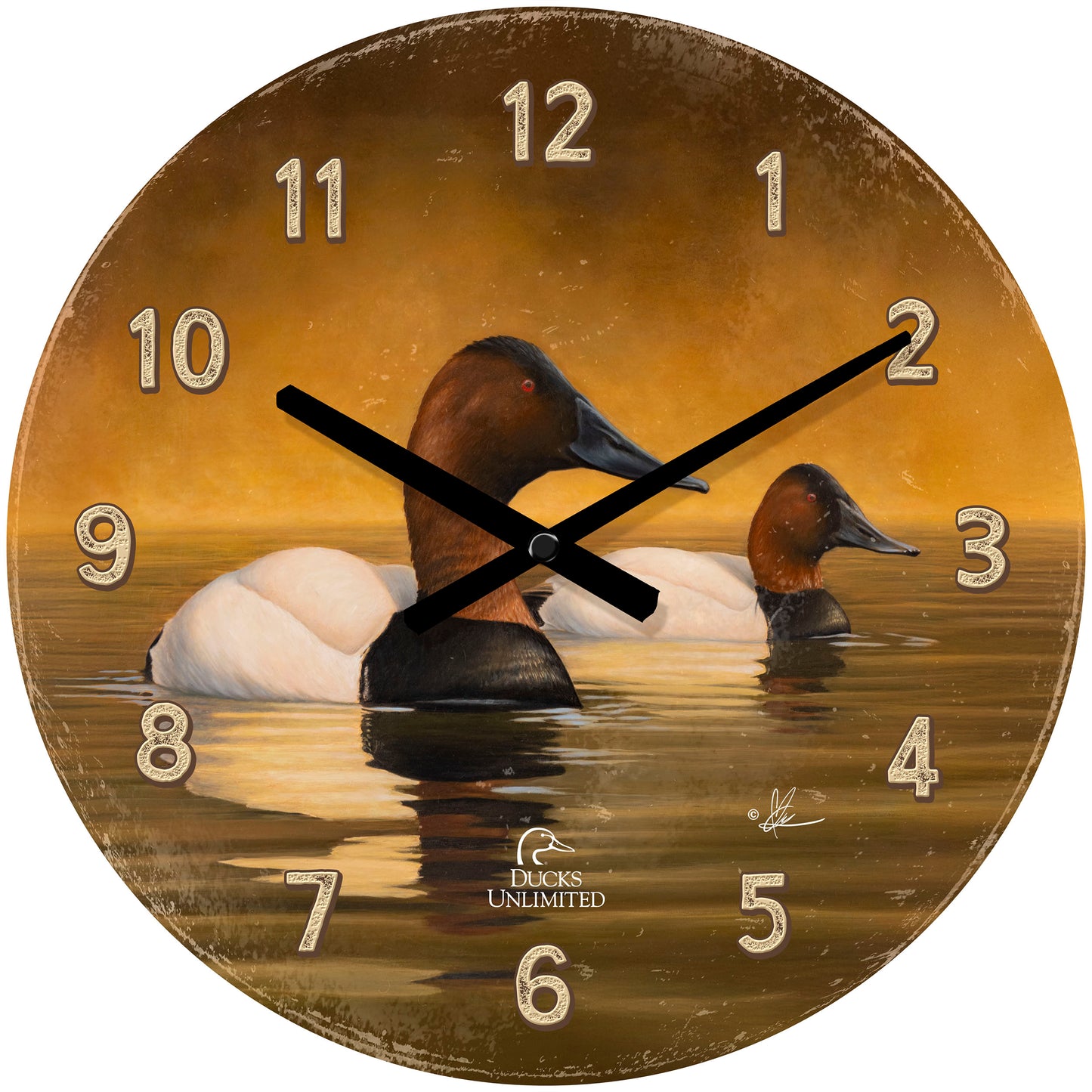 Canvas Back 21" Round Clock - Official Ducks Unlimited Art