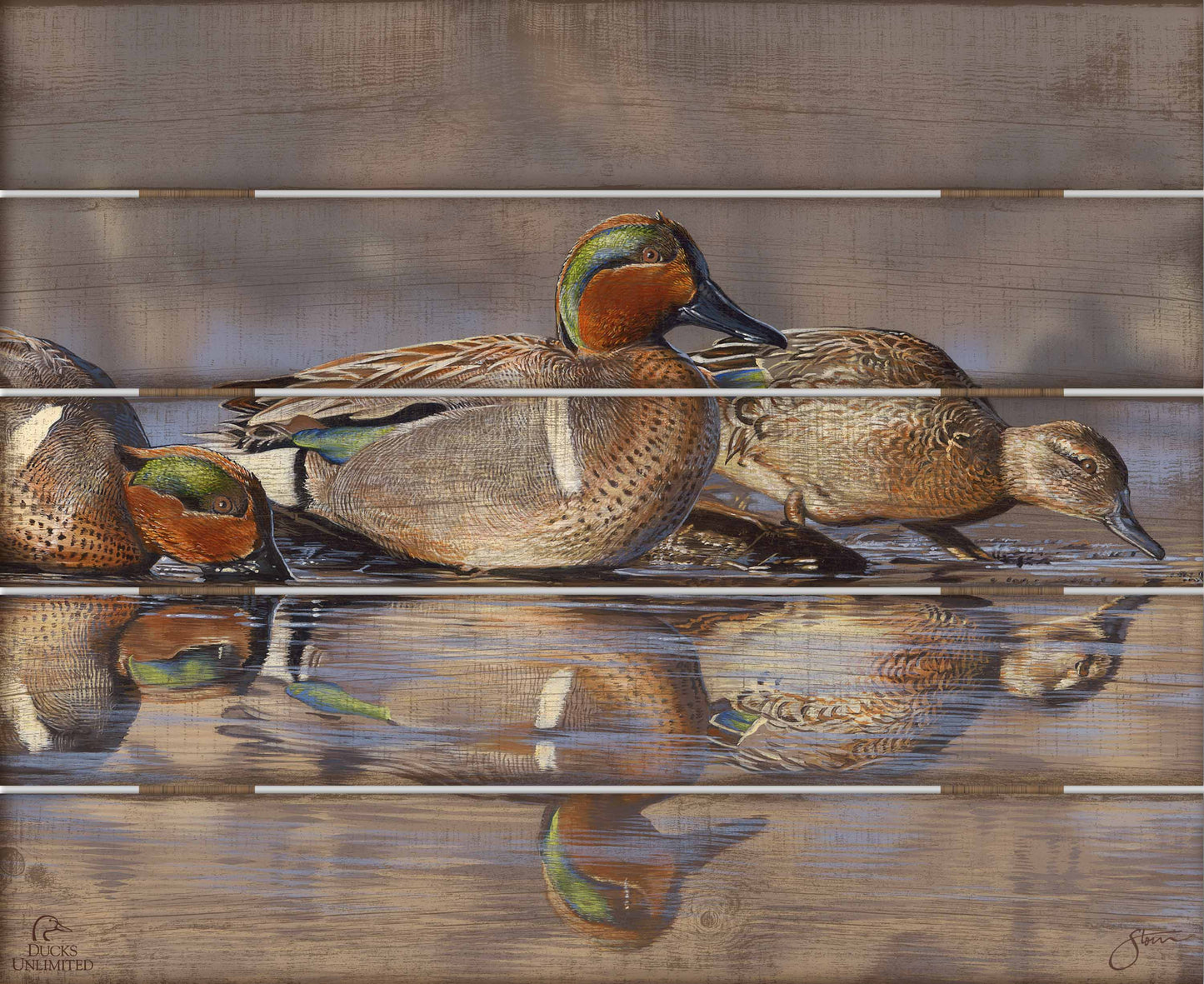 Dabbling Greens 18" x 22" Pallet Wall Art - Official Ducks Unlimited Art
