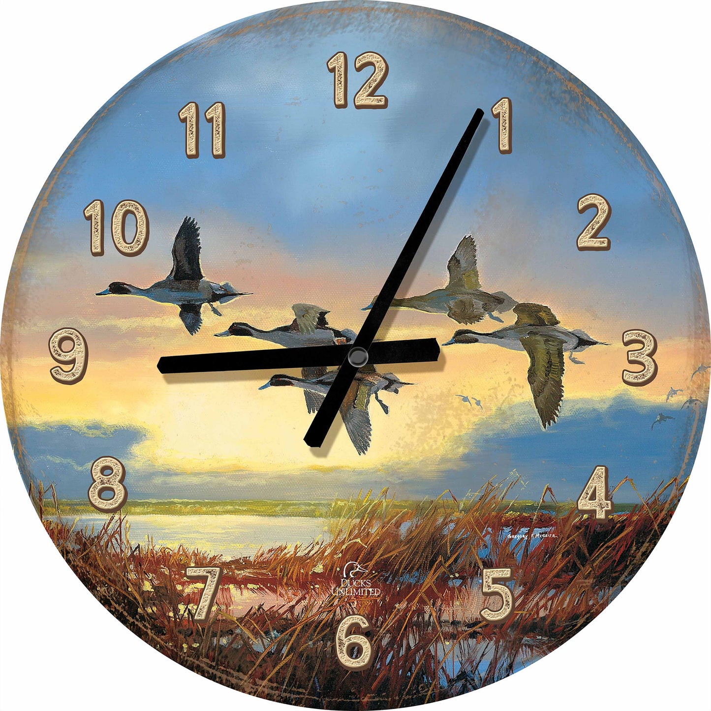 Dawn Patrol 21" Round Clock - Official Ducks Unlimited Art