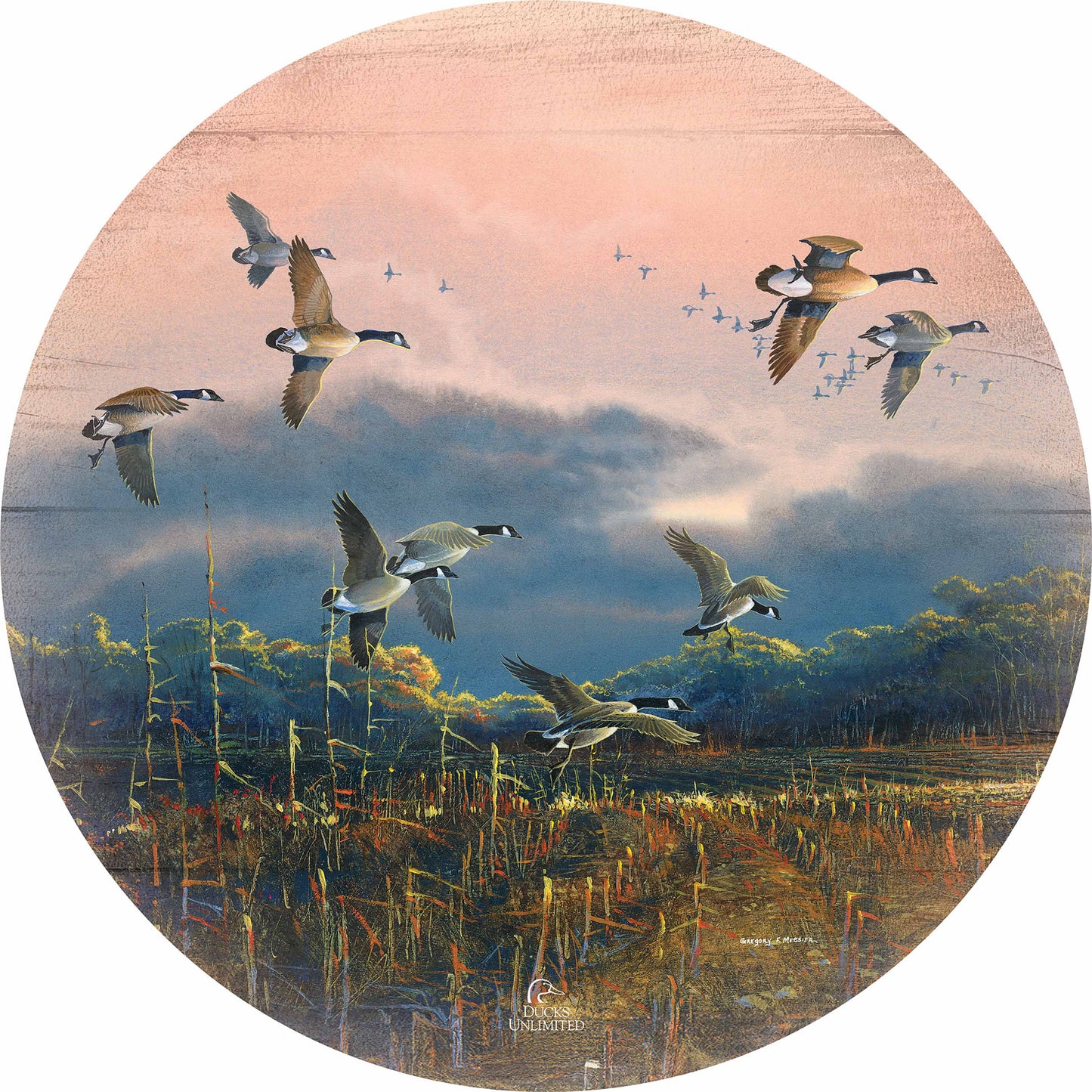 Days End 21" Round Wood Sign - Official Ducks Unlimited Art