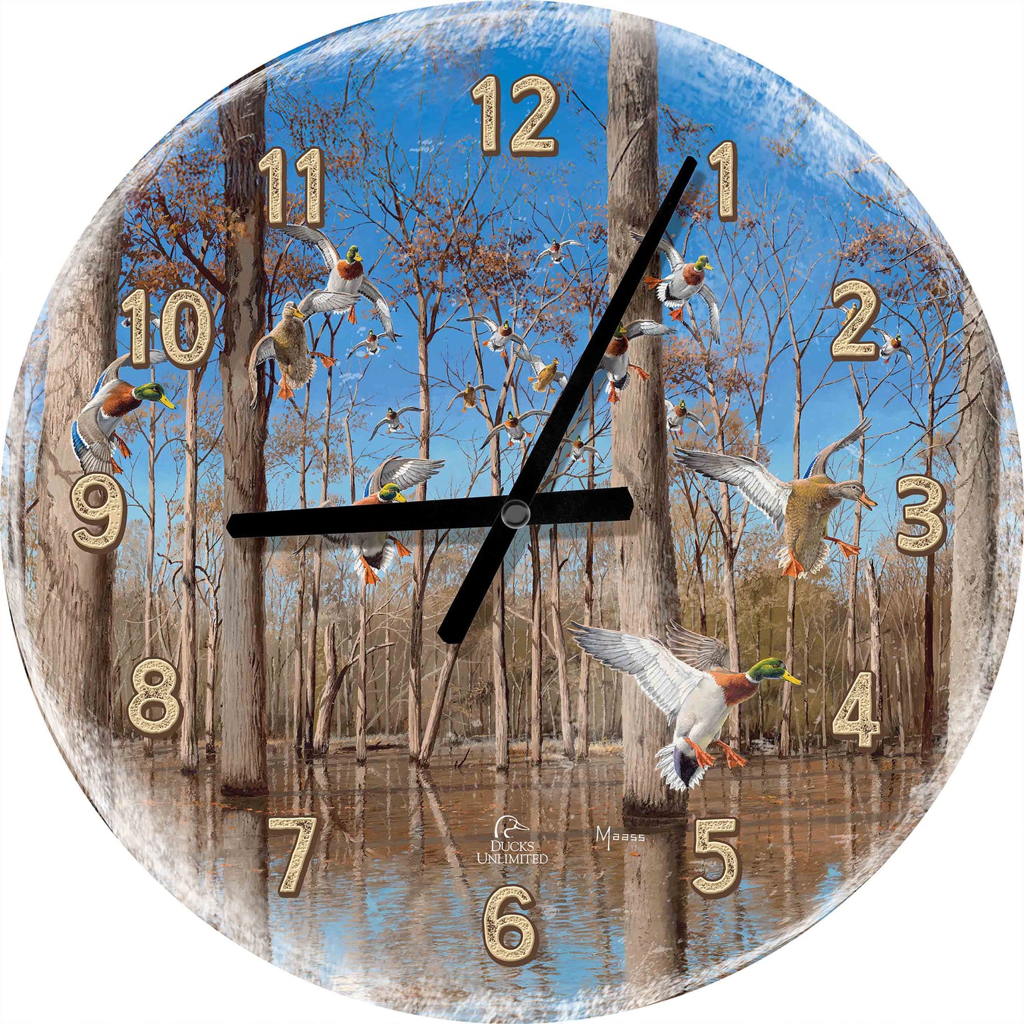 Down from the North - Mallards 21" Round Clocks  - Official Ducks Unlimited Art