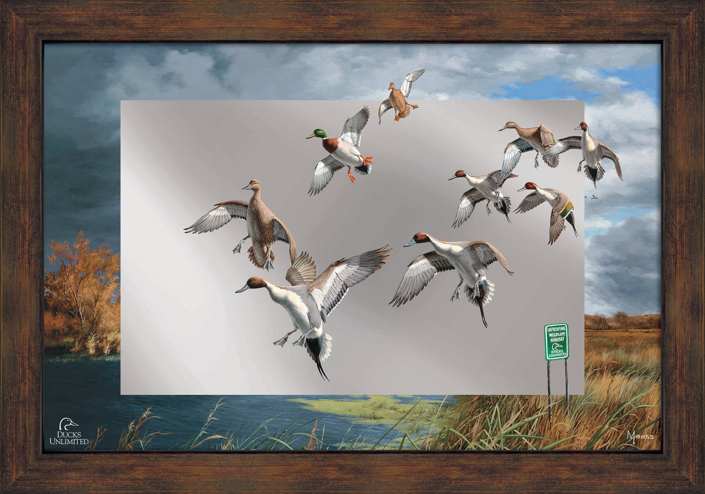 Fruits of Your Labor - Pintails and Mallards 16" x 24" Mirror Framed Barnwood - Official Ducks Unlimited Art