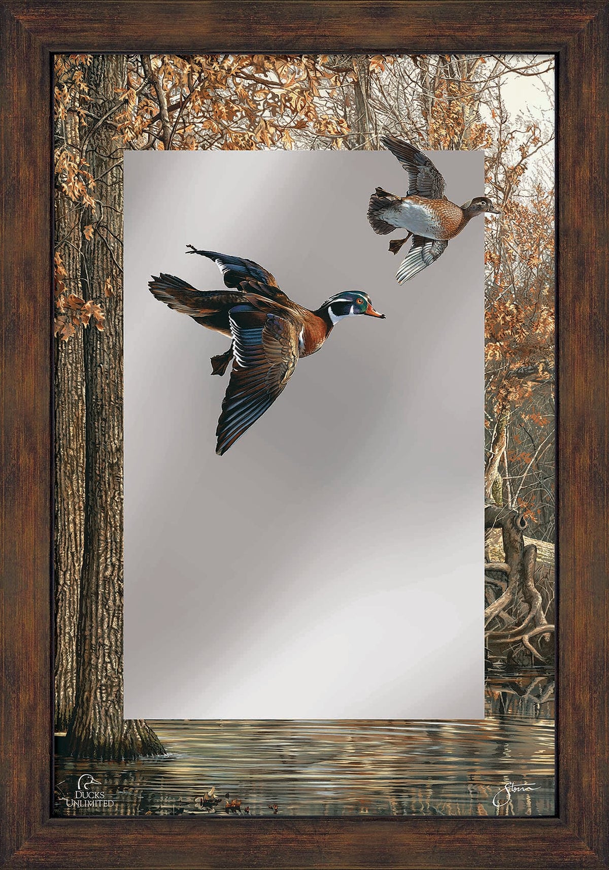 LaGrue Woodies 16" x 24" Mirror Framed Barnwood - Official Ducks Unlimited Art