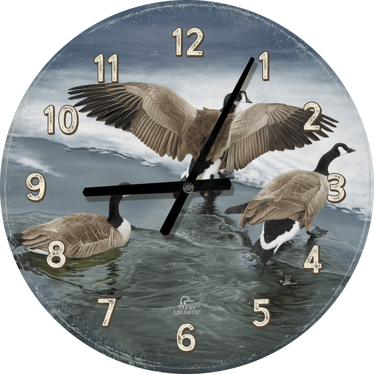 Later Winter in Yellowstone - 21" Round Clock - Official Ducks Unlimited Art