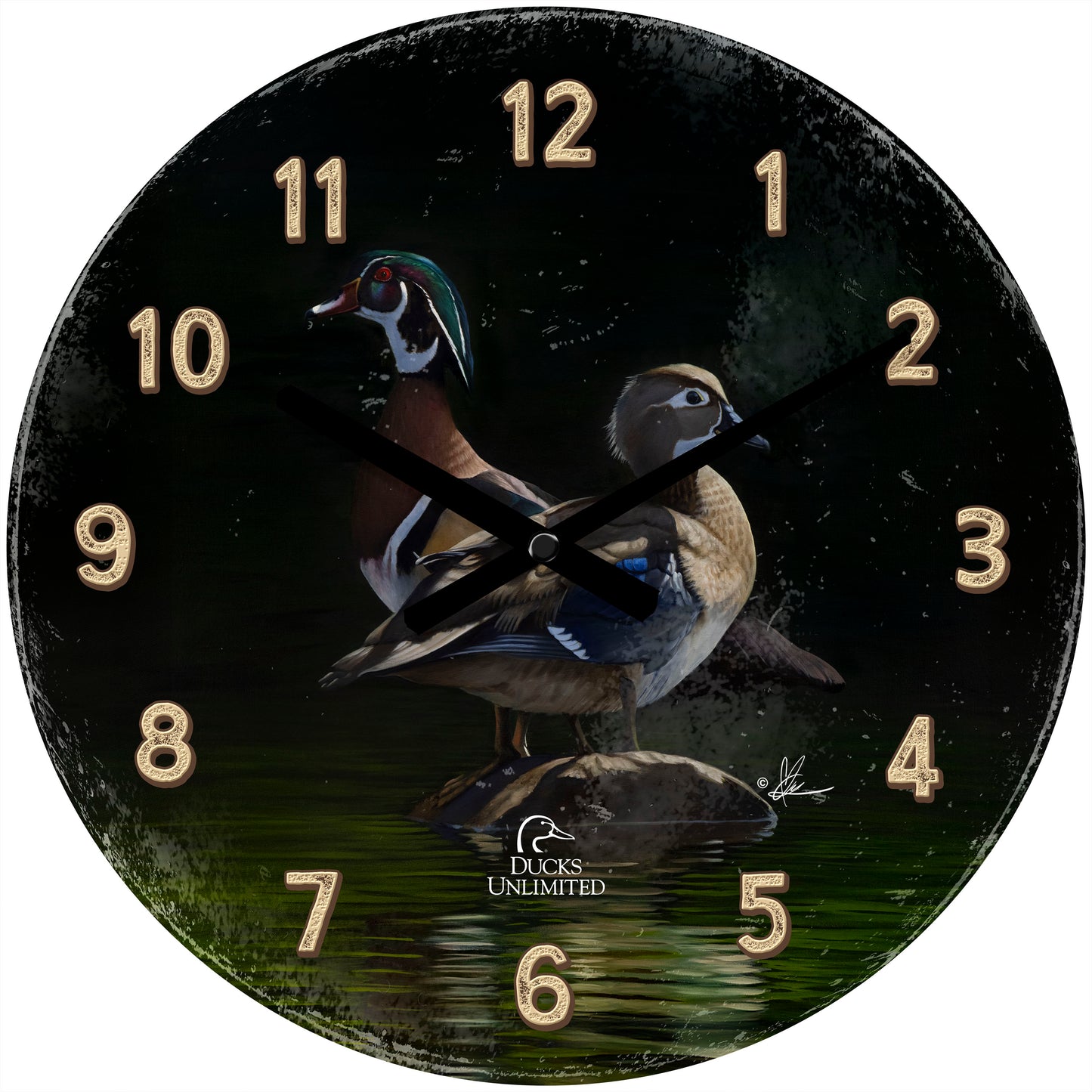 Low Water Rising 21" Round Clock - Official Ducks Unlimited Art