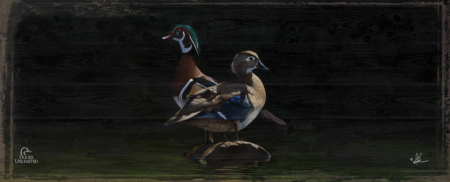 Low Water Rising 12" x 30" Wood Sign - Official Ducks Unlimited Art