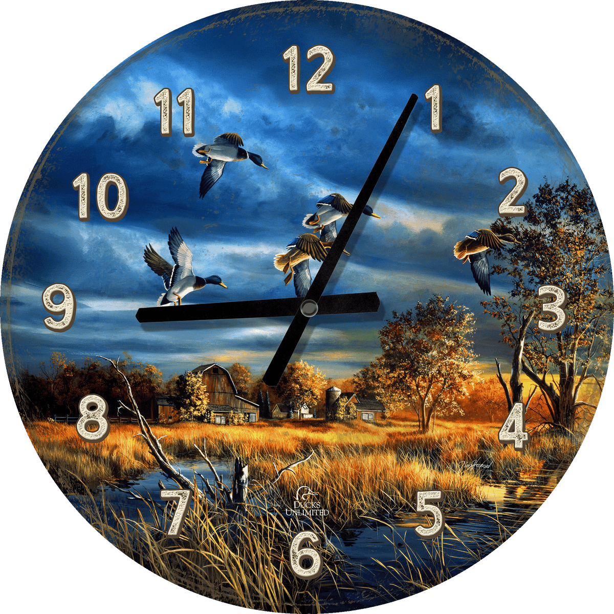 Morning Mallards 21" Round Clock - Official Ducks Unlimited Art