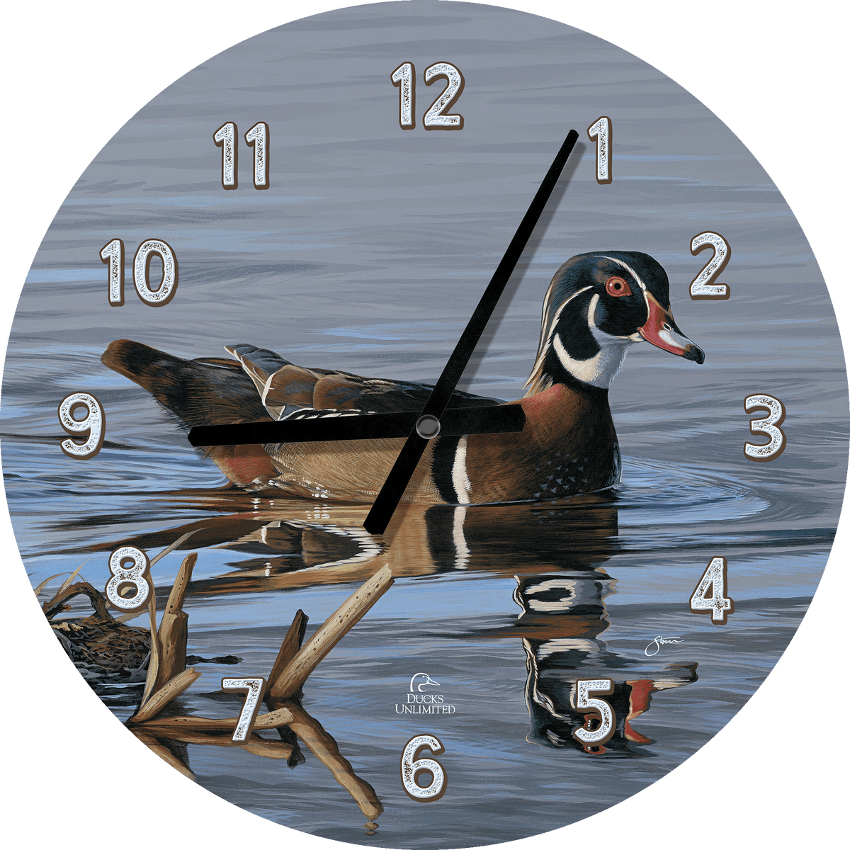 Morning Stroll 21" Round Clock - Official Ducks Unlimited Art