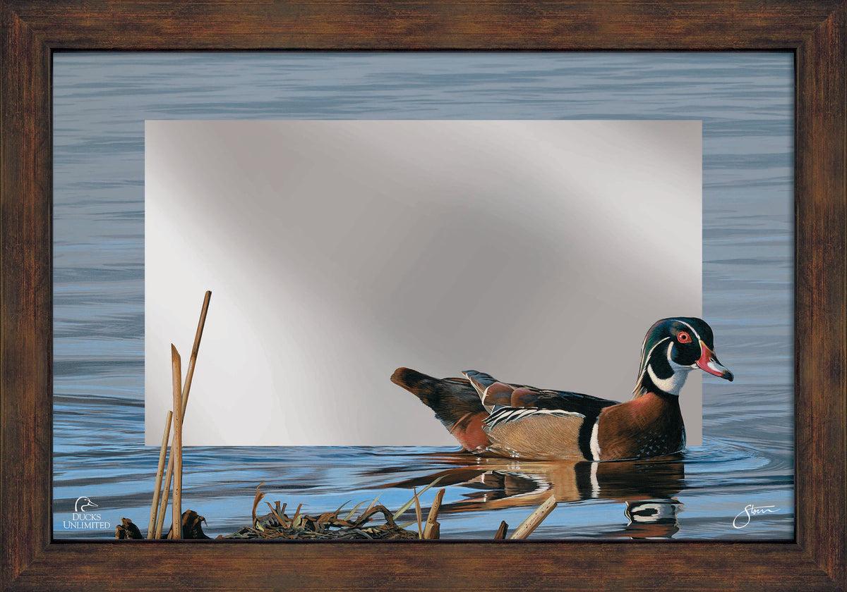 Morning Stroll 16" x 24" Mirror Framed Barnwood - Official Ducks Unlimited Art