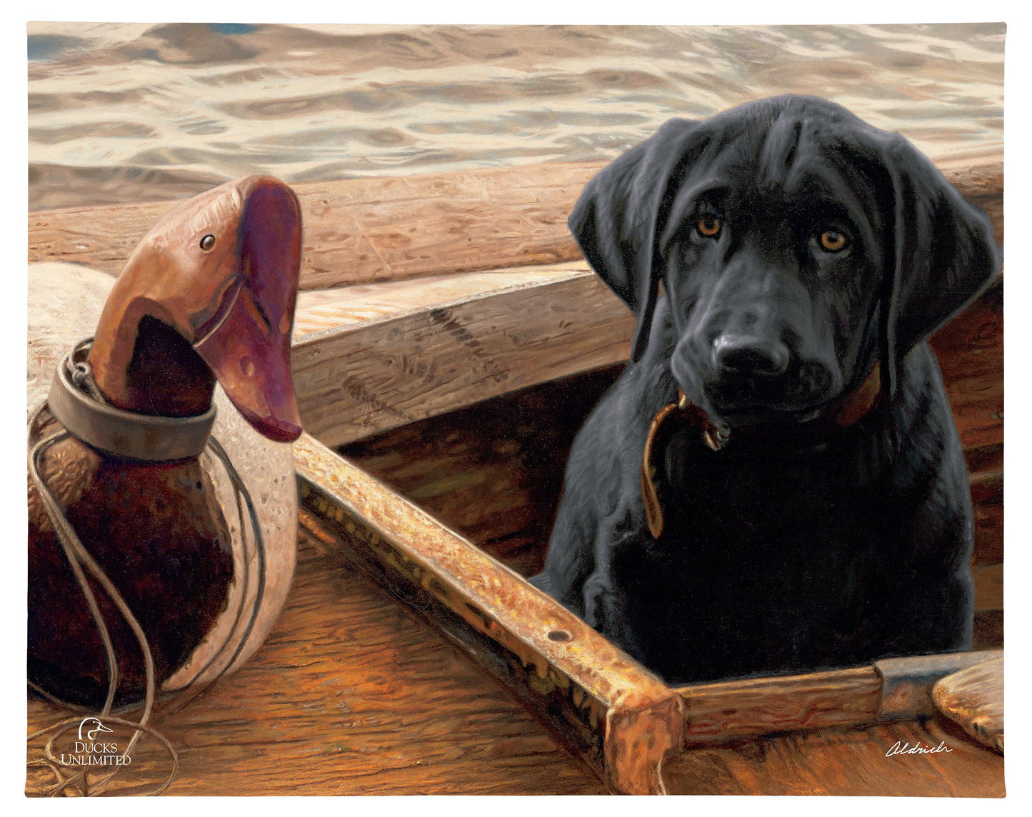 Old School-Black Lab Gallery Wrapped Canvas - Official Ducks Unlimited Art