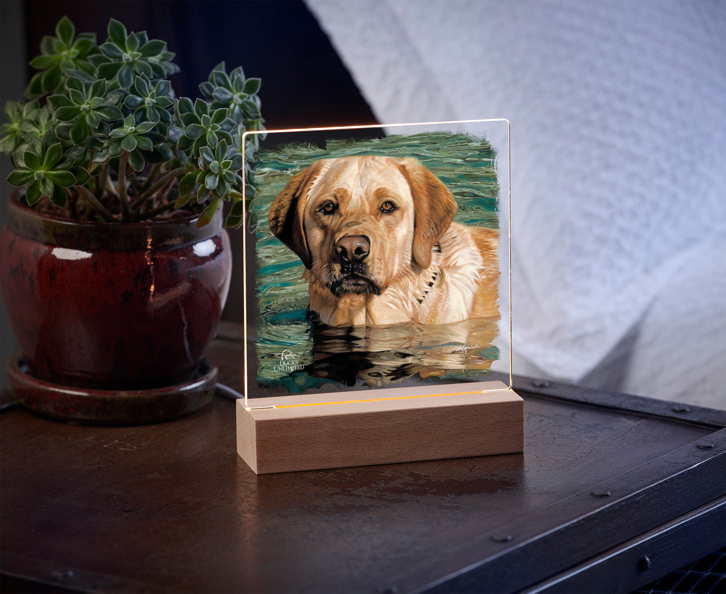 On the Job  Yellow Lab  Acrylic Night Light - Official Ducks Unlimited Art