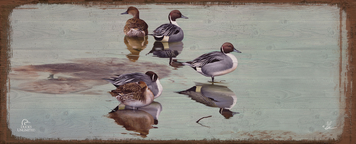 Overcast  12" x 30" Wood Sign - Official Ducks Unlimited Art