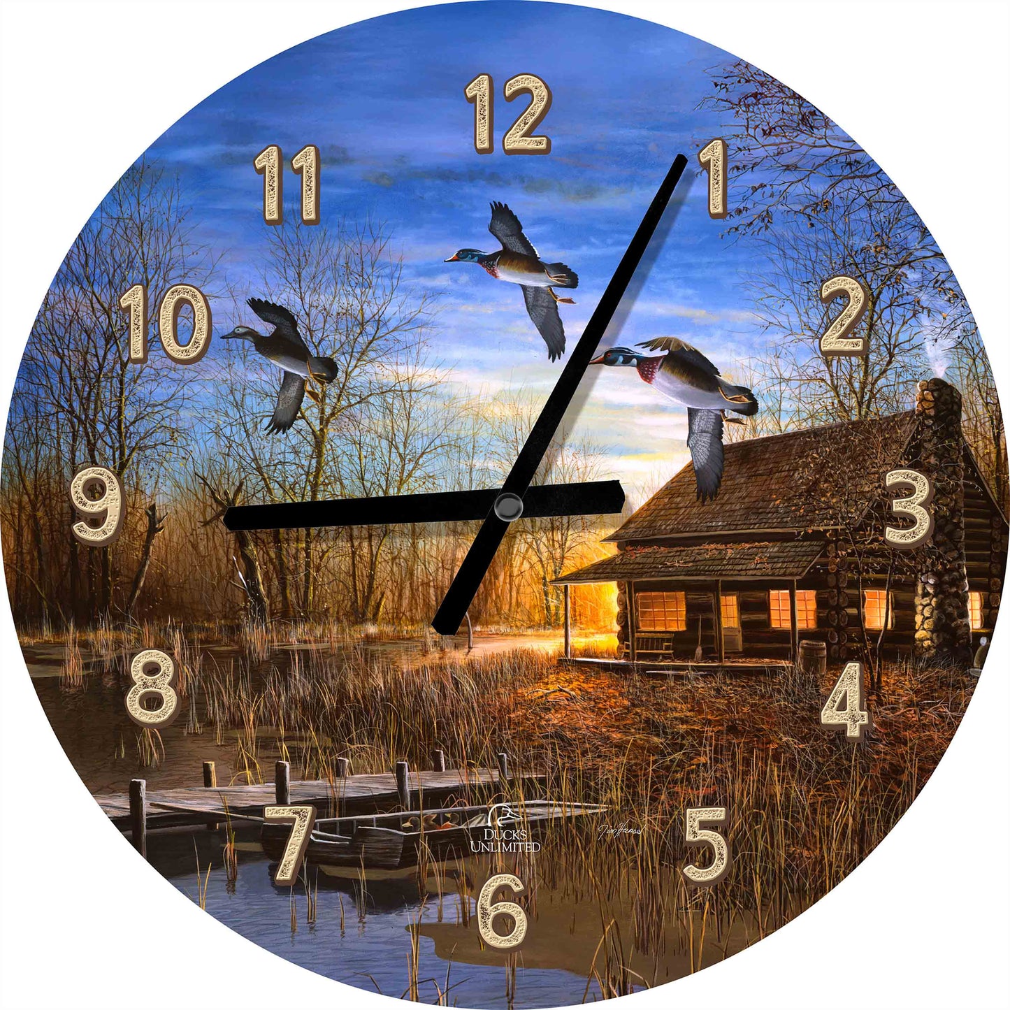 Passing Through 21" Round Clock - Official Ducks Unlimited