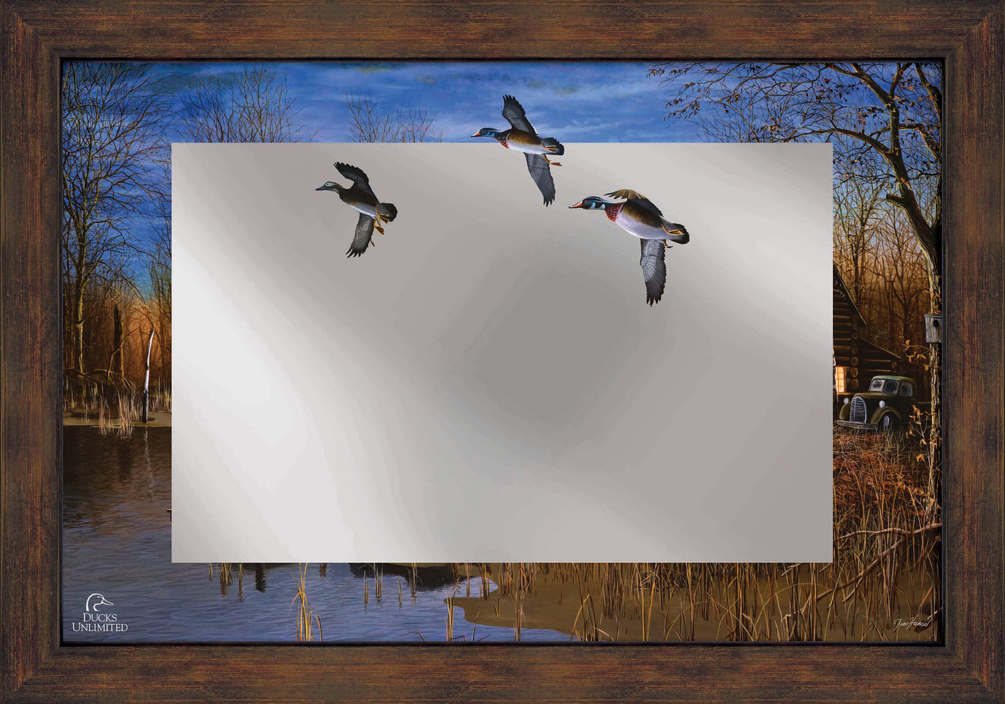 Passing Through 16" x 24" Mirror Framed Barnwood - Official Ducks Unlimited Art