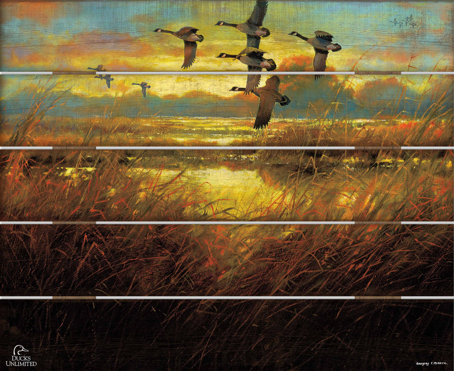 Perfect Ending Canada Geese 18" x 22" Pallet Wall Art - Official Ducks Unlimited Art