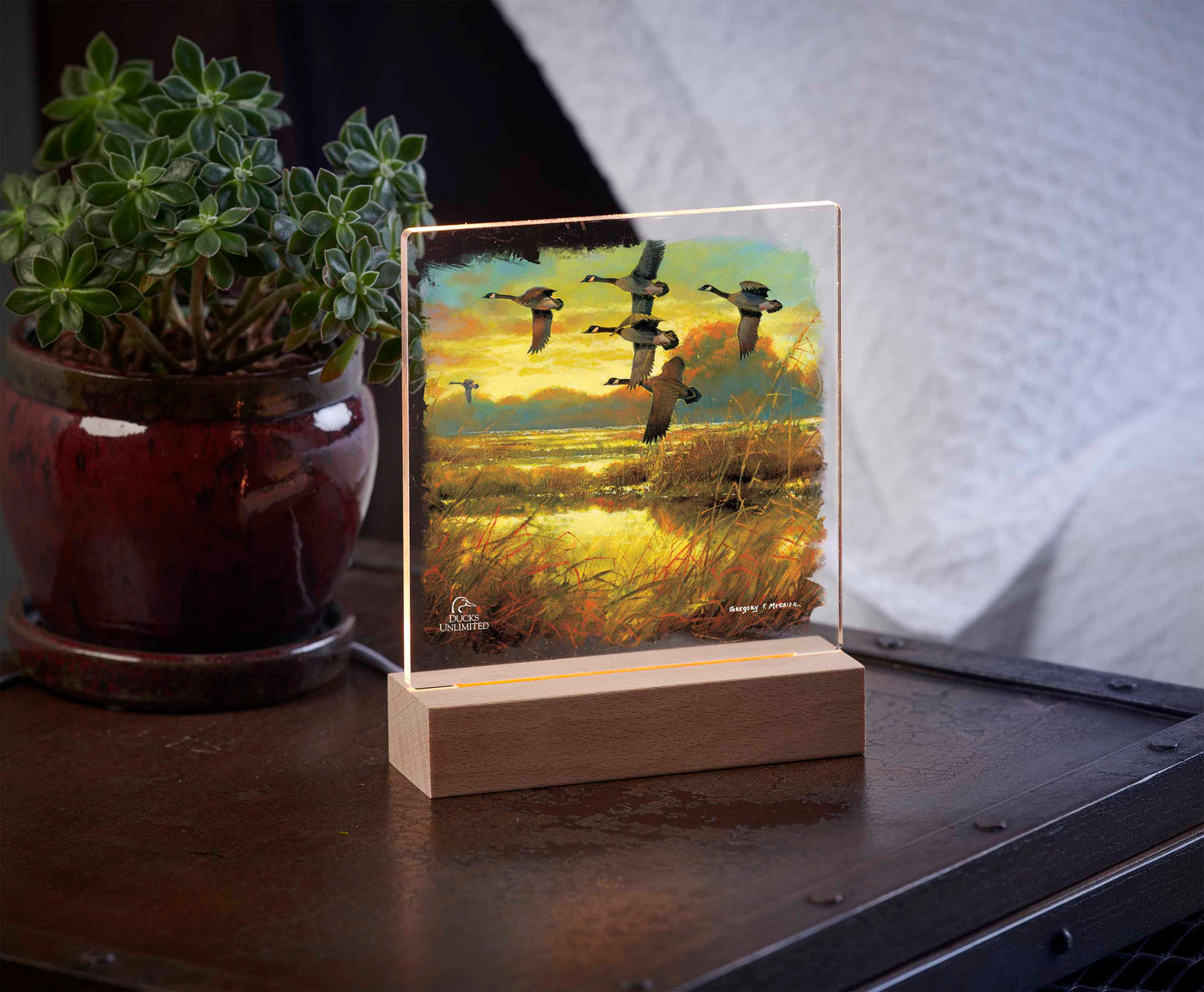 Perfect Ending Canada Geese Acrylic Night Light - Official Ducks Unlimited Art