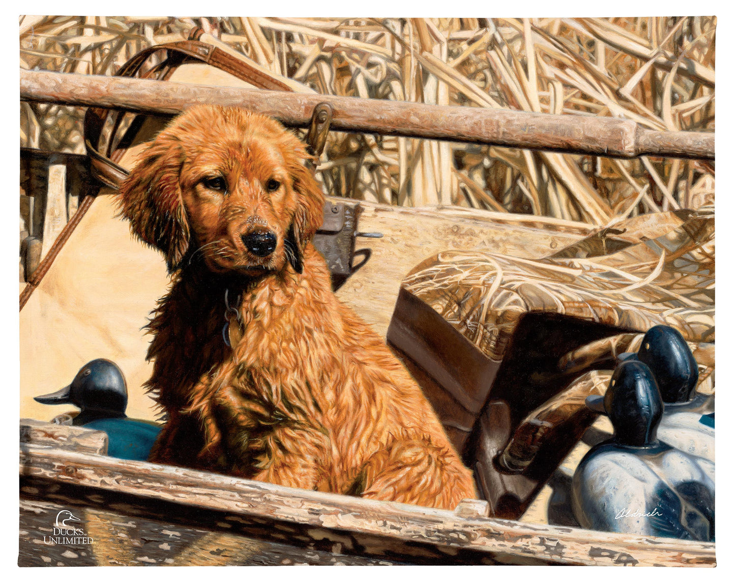 Pup Commander Golden Retriever Gallery Wrapped Canvas - Official Ducks Unlimited Art