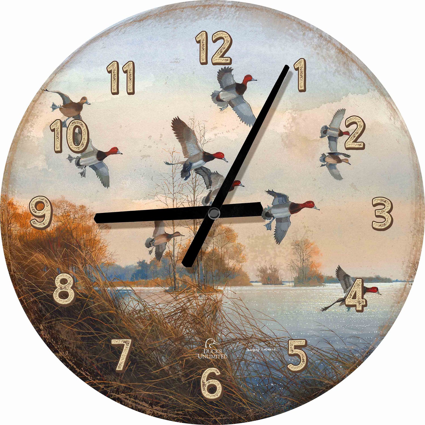 Redheads Redoubt 21" Round Clock - Official Ducks Unlimited Art