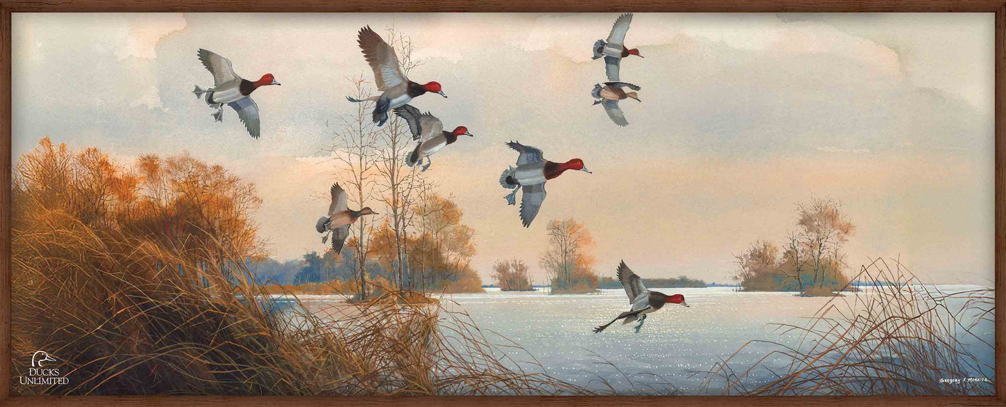 Redheads Redoubt 12" x 30" Wood Sign - Official Ducks Unlimited Art