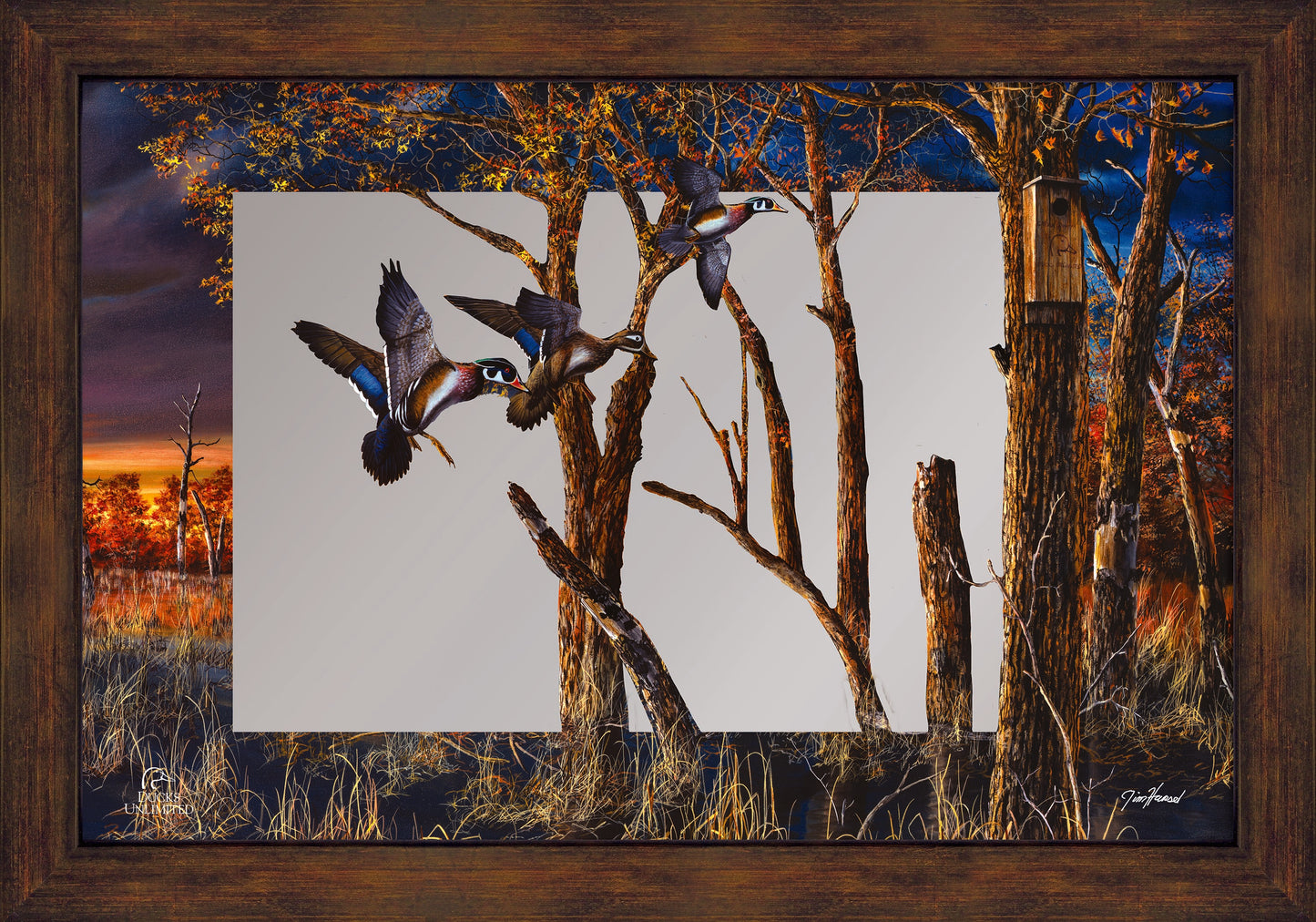 Return to the Refuge 16" x 24" Mirror Framed Barnwood - Official Ducks Unlimited Art