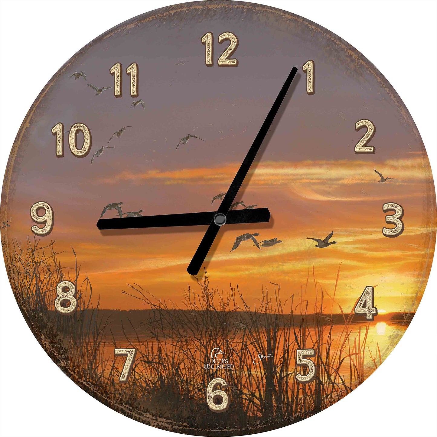 Sunset's Last Minutes 21" Round Clock - Official Ducks Unlimited