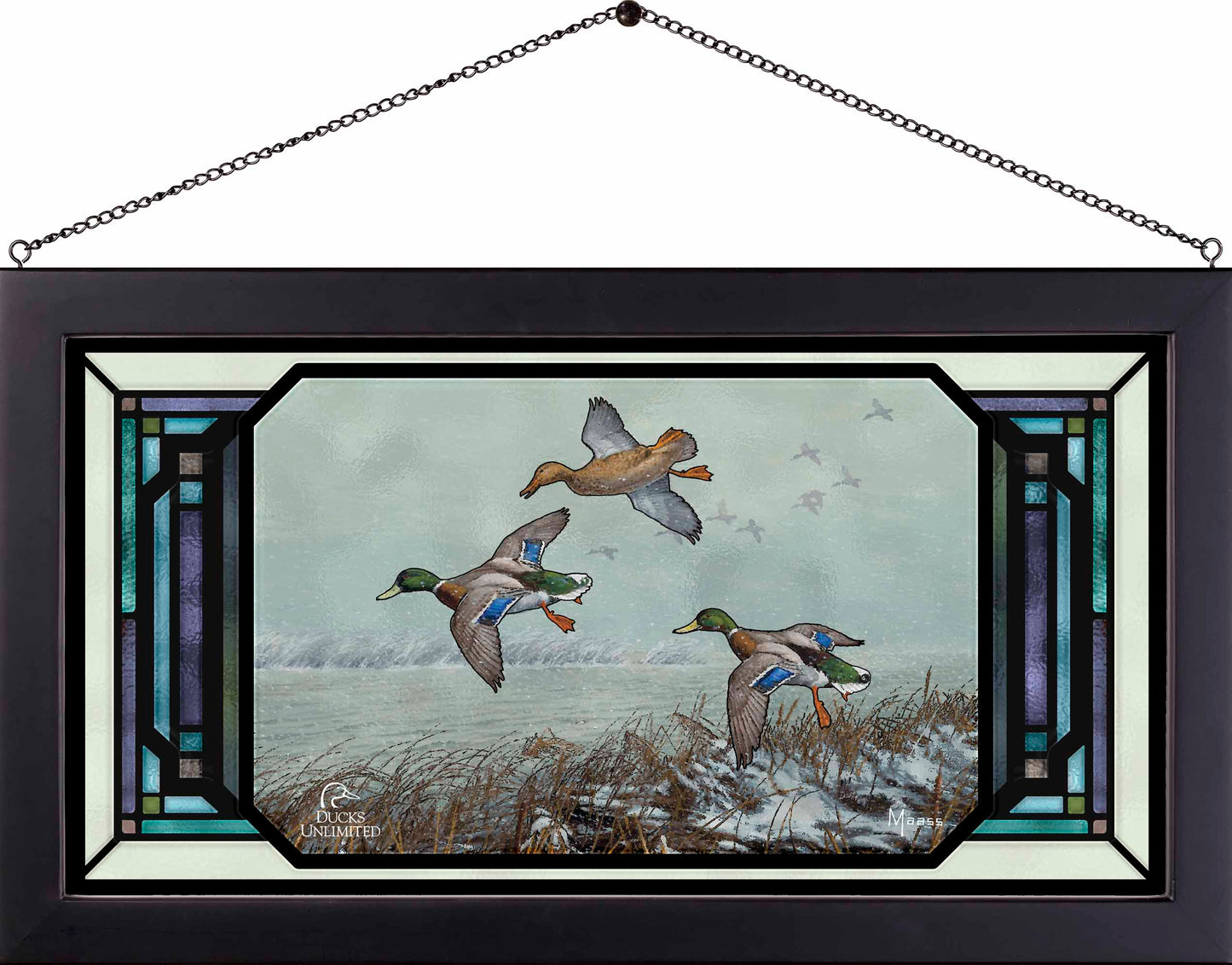 Finding Open Water  Mallards  Stained Glass Art - Official Ducks Unlimited Art
