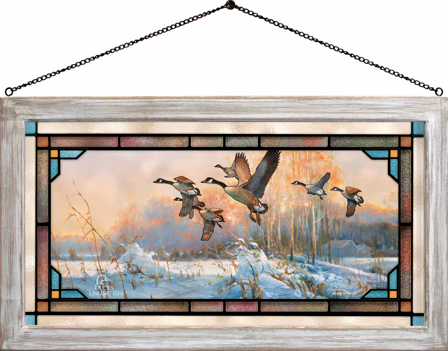 Late Departure  Canada Geese  Stained Glass Art - Official Ducks Unlimited Art