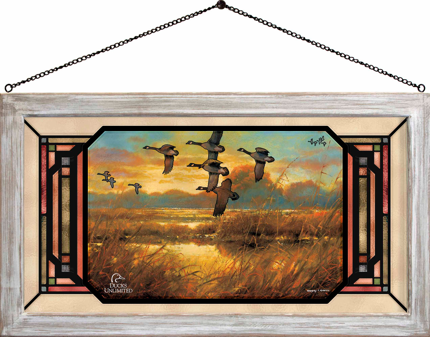 Perfect Ending Canada Geese  Stained Glass Art - Official Ducks Unlimited Art