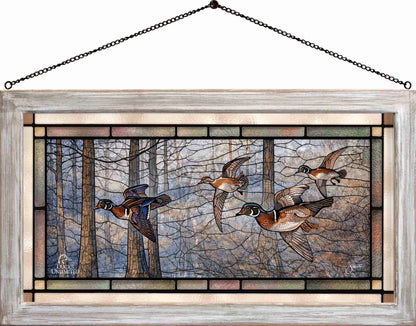 Out of the Mist - Wood Ducks Stained Glass Art - Official Ducks Unlimited Art