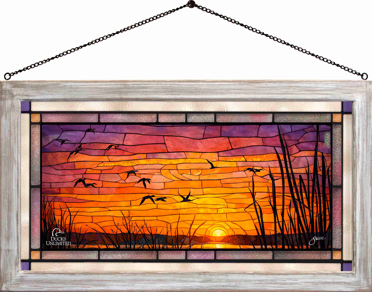 Sunset's Last Minutes Stained Glass Art - Official Ducks Unlimited Art