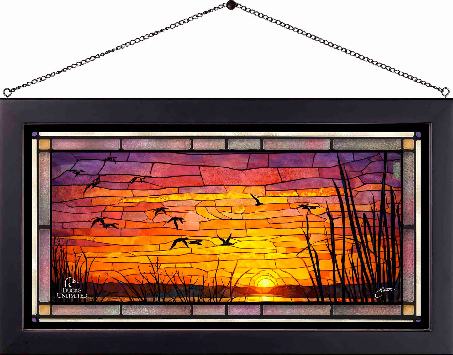 Sunset's Last Minutes Stained Glass Art - Official Ducks Unlimited Art