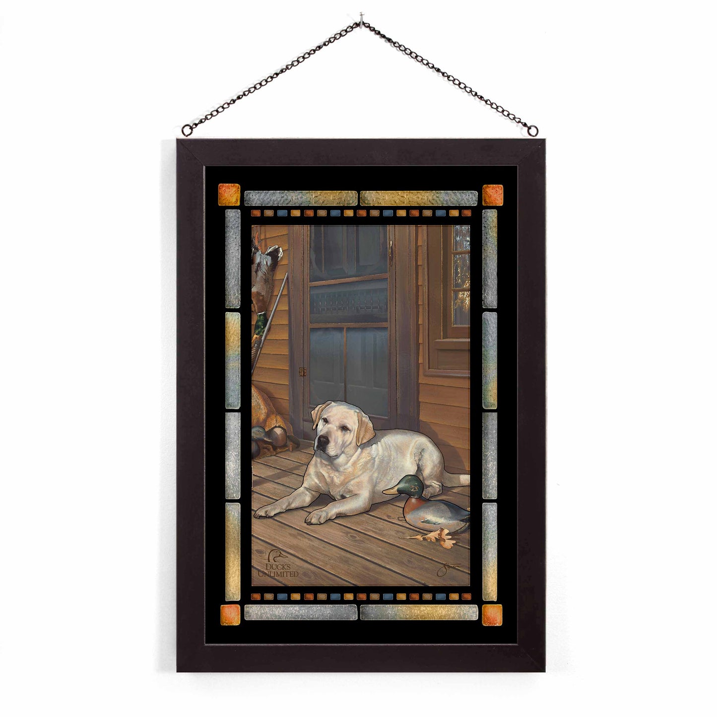 Bountiful Day Yellow Lab Stained Glass Art - Official Ducks Unlimited Art