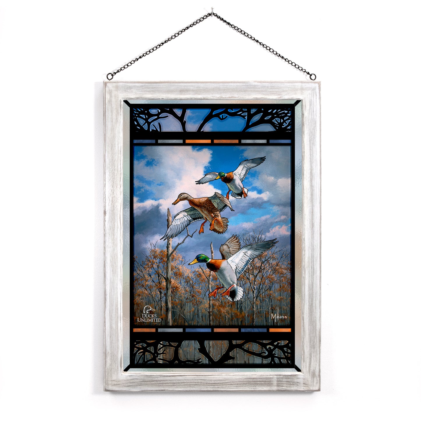 Descending Trio Mallards Stained Glass Art - Official Ducks Unlimited Art