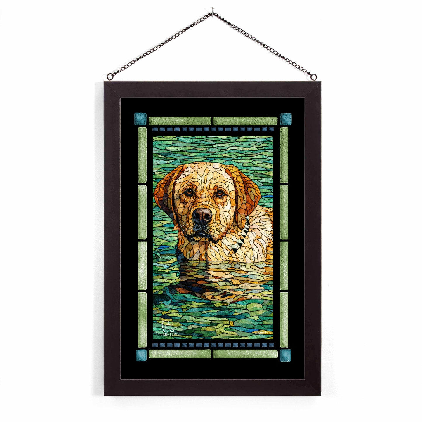 On the Job Yellow Lab Stained Glass Art - Official Ducks Unlimited Art