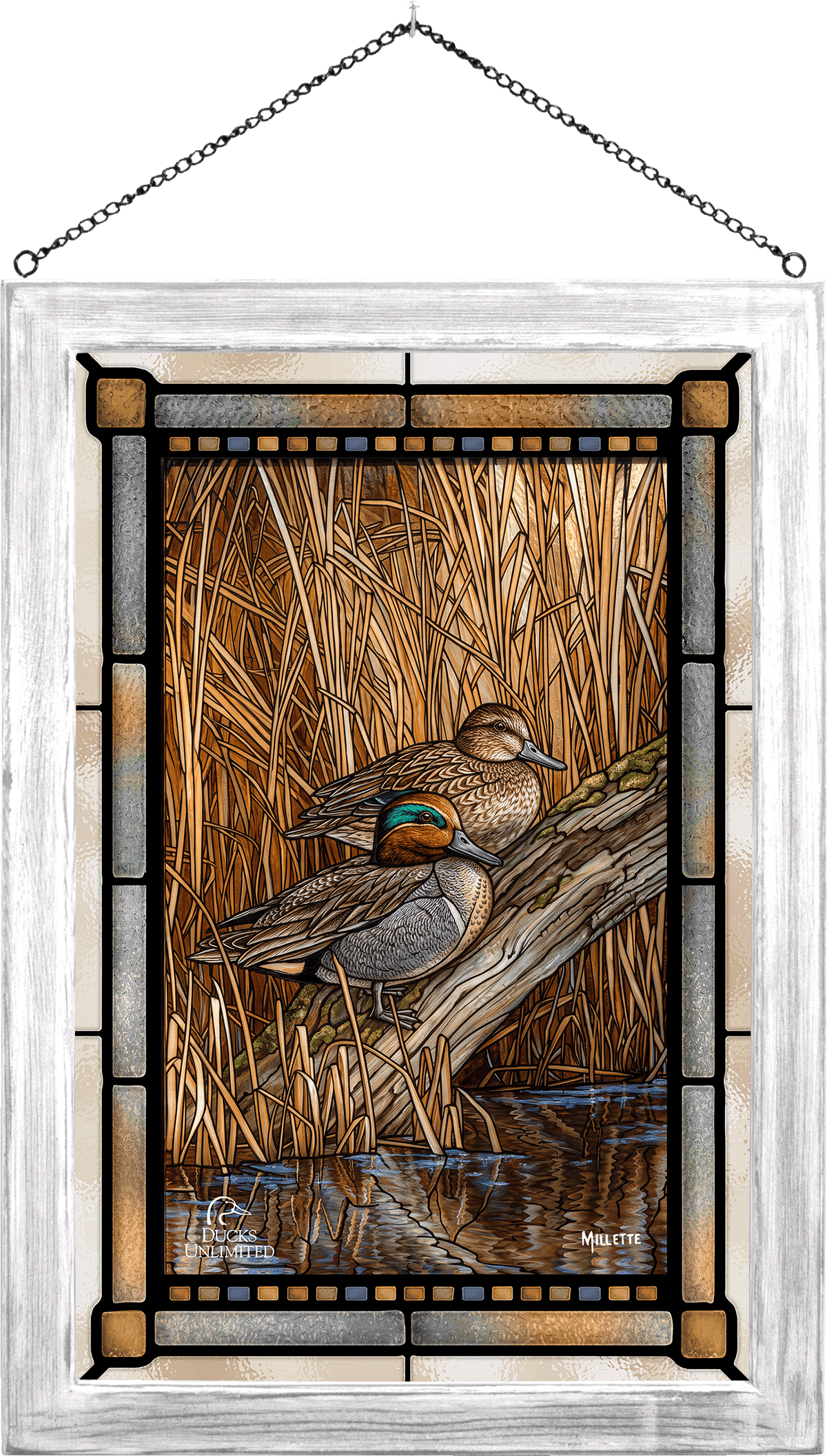 Backwaters - Green Winged Teal Stained Glass Art - Official Ducks Unlimited  Art
