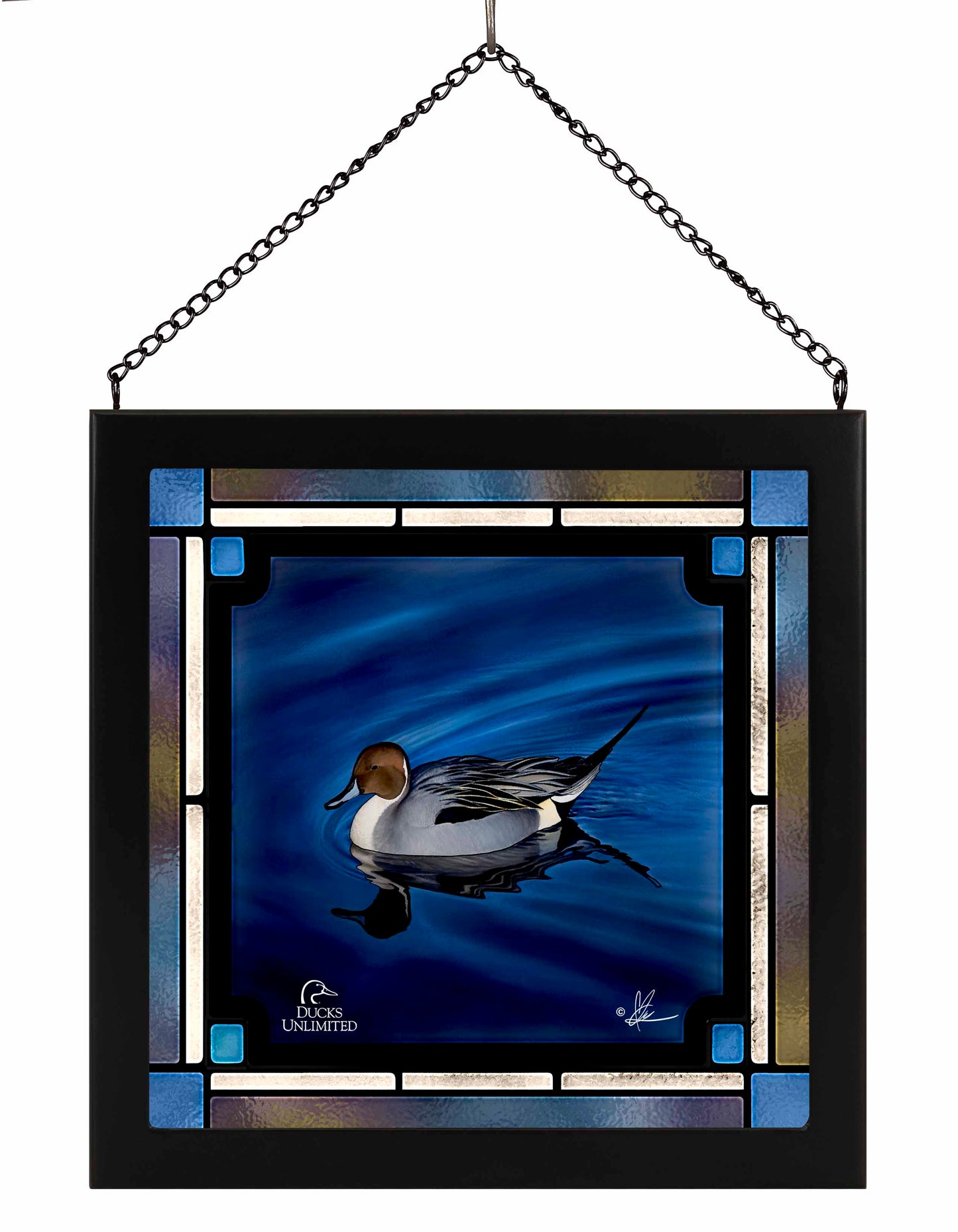 Calm Blue Water  Stained Glass Art - Official Ducks Unlimited Art