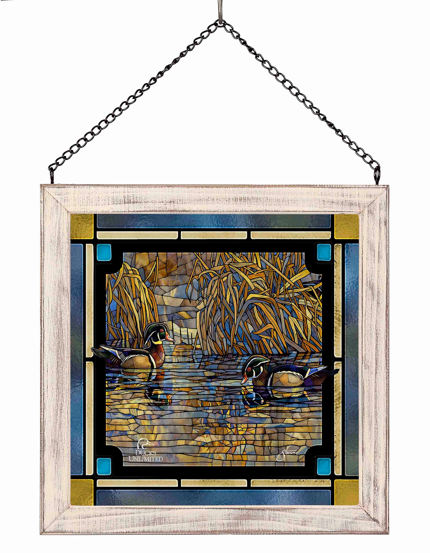 Backwater Gathering Stained Glass Art - Official Ducks Unlimited Art