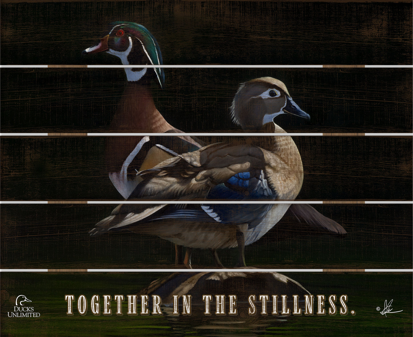 Low Water Rising "Together in the Stillness."  18" x 22" Pallet Wall Art - Official Ducks Unlimited Art
