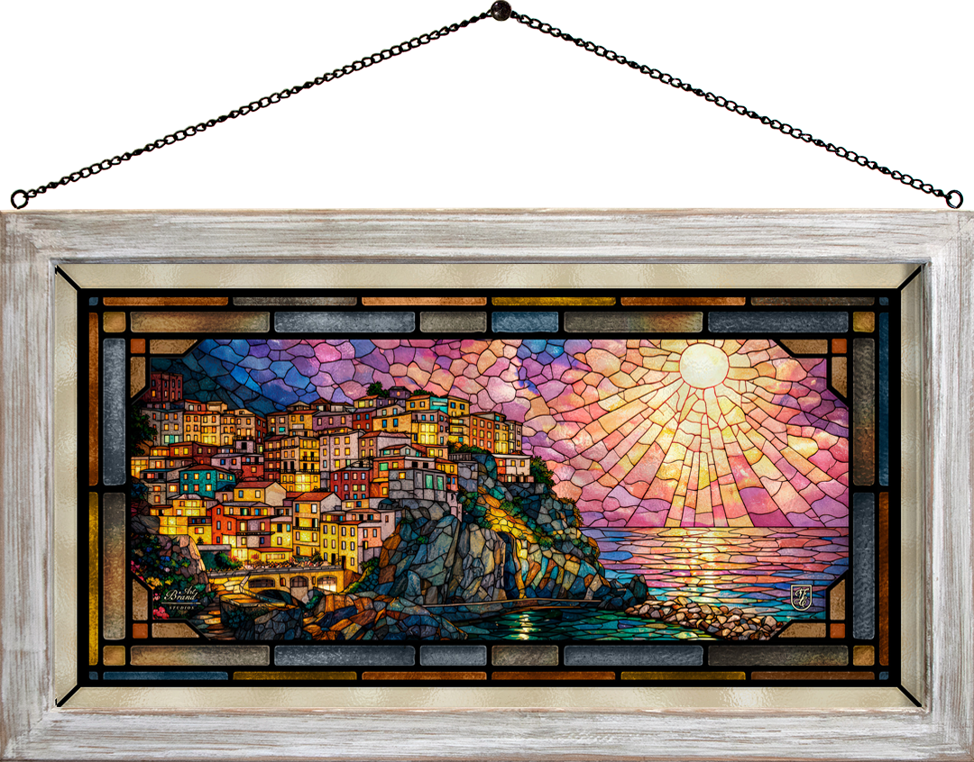 Manarola at Twilight - Stained Glass Art