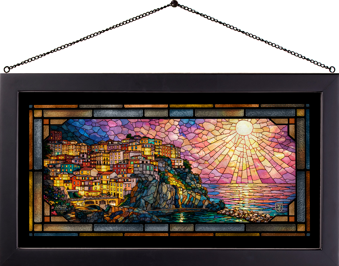 Manarola at Twilight - Stained Glass Art