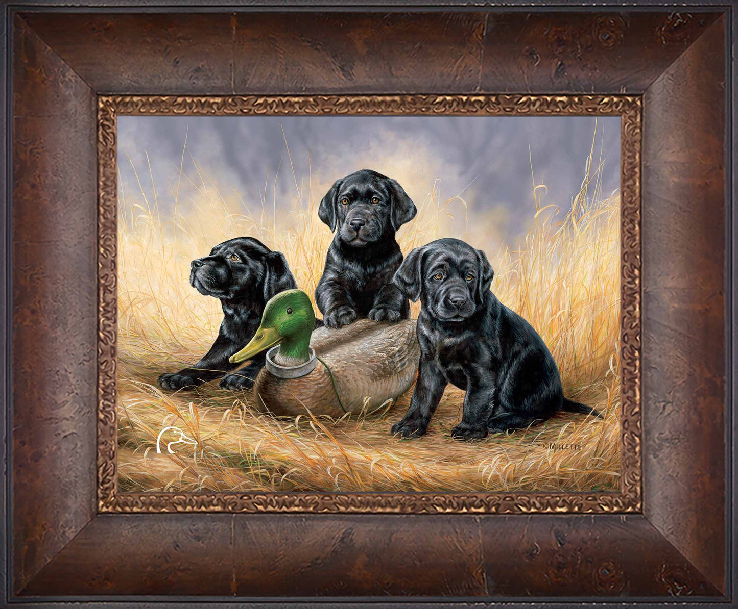 Ready for Class - Black Lab Puppies Limited Edition Canvas - Official Ducks Unlimited Art