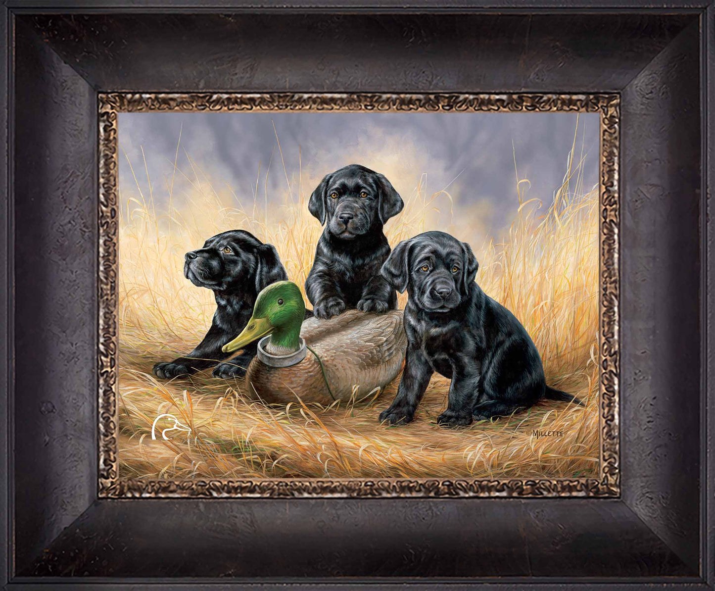 Ready for Class - Black Lab Puppies Limited Edition Canvas - Official Ducks Unlimited Art