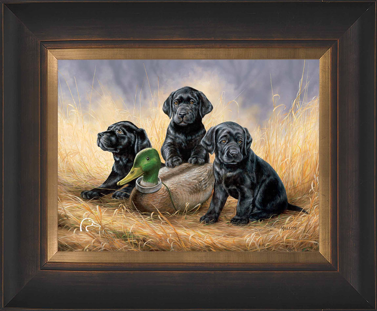 Ready for Class - Black Lab Puppies Limited Edition Canvas - Official Ducks Unlimited Art